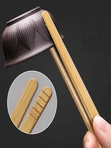 2pcs/set Bamboo Tea Tweezers, Modern Tweezers For Tea - Khaki - View 3