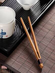 2pcs/set Bamboo Tea Tweezers, Modern Tweezers For Tea - Khaki - View 4