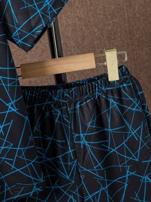 SHEIN Tween Boy Geo & Letter Graphic Tee & Shorts - Black - View 6