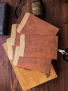 1pc Red Brown Paper Envelope, Vintage Literary Mailing Envelope For Birthday Gift - Rust Brown - View 8