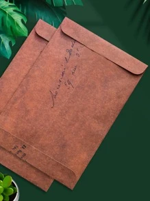 1pc Red Brown Paper Envelope, Vintage Literary Mailing Envelope For Birthday Gift - Rust Brown - View 6