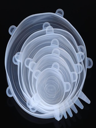 6件套可重複使用矽膠食品罩簡約透明圓形多功能食品罩適用於水果杯子碗