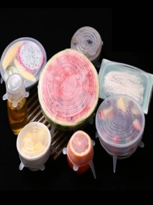 6件套可重複使用矽膠食品罩簡約透明圓形多功能食品罩適用於水果杯子碗 - 白色 - 查看 7