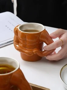 1 pieza Taza de café porcelana creativo cuerpo para oficina - Marrón - Ver 3