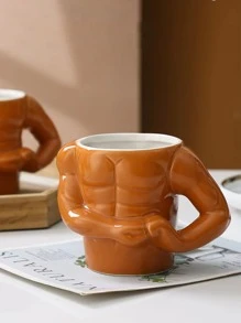 1 pieza Taza de café porcelana creativo cuerpo para oficina - Marrón - Ver 4