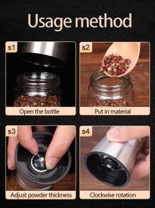 1入組玻璃胡椒研磨機廚房用經典胡椒研磨機 - 黑色 - 查看 7