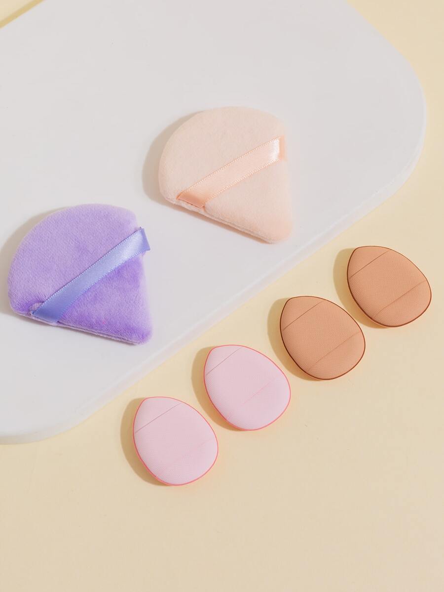 6入組化妝粉撲,乾濕兩用適用於粉末狀奶油和液體,化妝品粉底攪拌機美妝海綿,易使用,適合女士女孩 - 彩色 - 查看 1