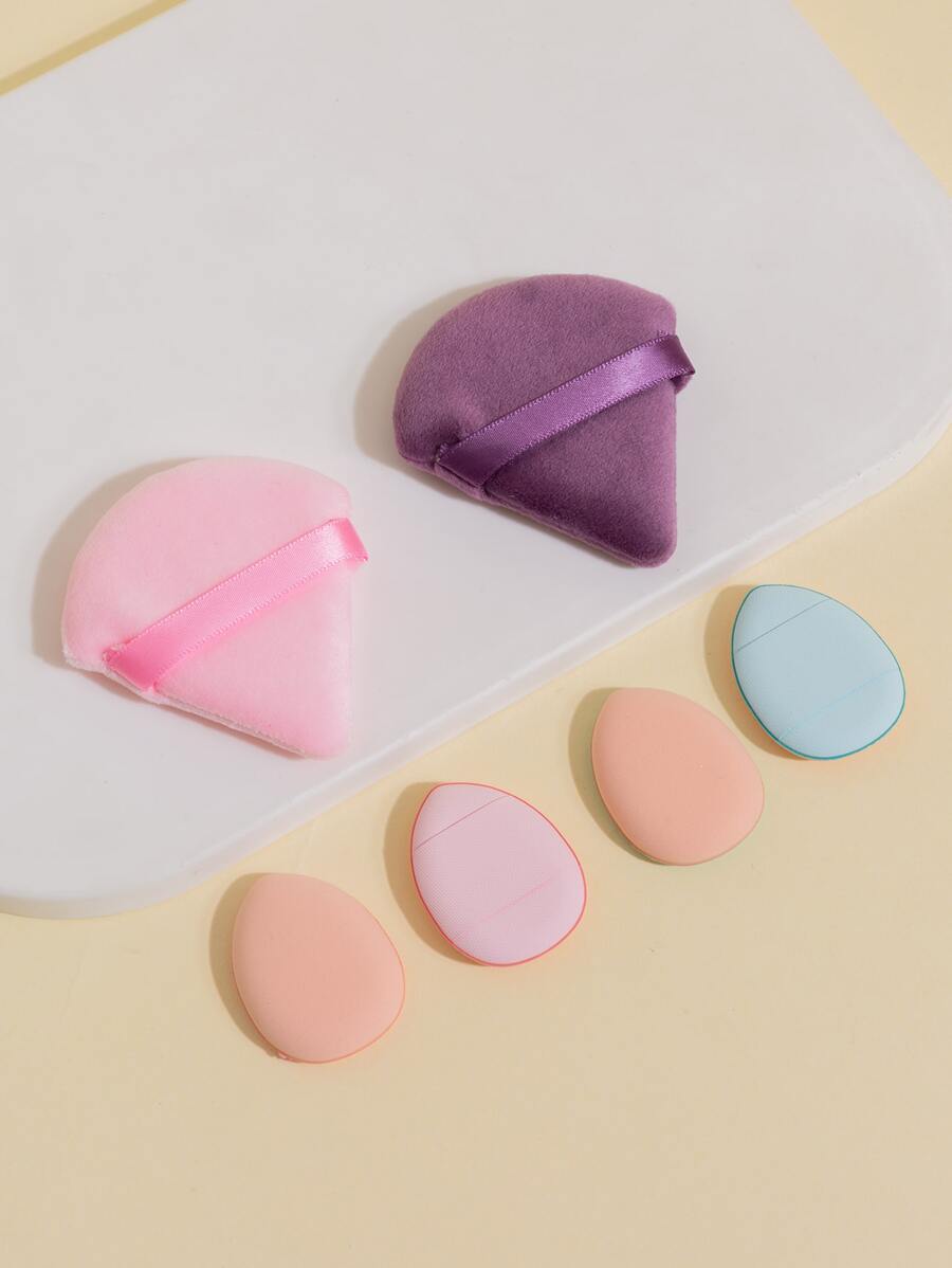 6 esponjas de maquillaje, uso seco y húmedo para crema en polvo y líquido, esponja de belleza para licuadora de base cosmética, fácil de usar, para mujeres y niñas - Multicolor - Ver 1