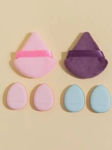 6 esponjas de maquillaje, uso seco y húmedo para crema en polvo y líquido, esponja de belleza para licuadora de base cosmética, fácil de usar, para mujeres y niñas - Multicolor - Ver 2