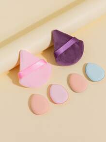 6 esponjas de maquillaje, uso seco y húmedo para crema en polvo y líquido, esponja de belleza para licuadora de base cosmética, fácil de usar, para mujeres y niñas - Multicolor - Ver 3