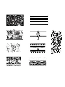 9sheets Floral & Geometric Print Tattoo Sticker - Black - View 2