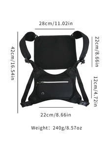 1pc Release Buckle Decor Running Bag - Black - View 4