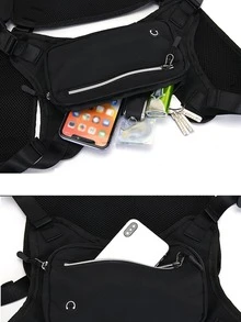 1pc Release Buckle Decor Running Bag - Black - View 7
