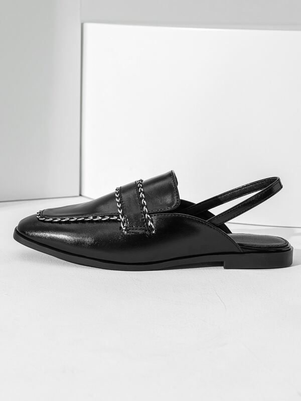 Women Wingtip Brogue Square Toe Slingback Flats, Elegant Outdoor Flat