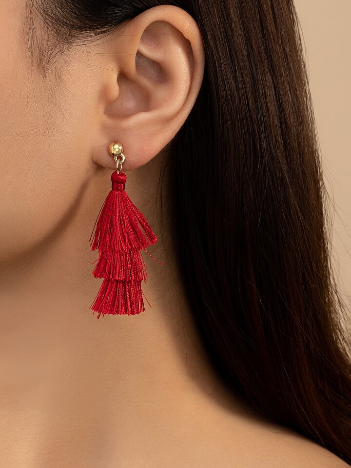 Statement Earrings Shein Tassel Earrings Fuschia Pink Tassel
