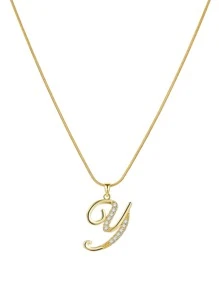 水鑽字母墜飾項鍊 - 金色 - 查看 21