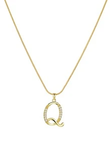 水鑽字母墜飾項鍊 - 金色 - 查看 22