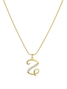 水鑽字母墜飾項鍊 - 金色 - 查看 23