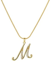 水鑽字母墜飾項鍊 - 金色 - 查看 25