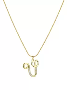 水鑽字母墜飾項鍊 - 金色 - 查看 27