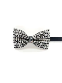 1pc Men Rhinestone Decor Luxury Style Bow Tie, For Daily Life - Black and White - View 1