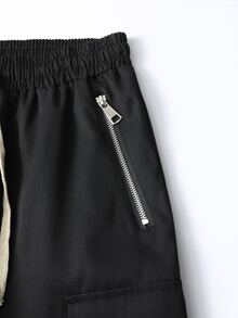 Manfinity Homme Hombres Shorts con bolsillo con solapa de cintura con cordón cargo - Negro - Ver 7