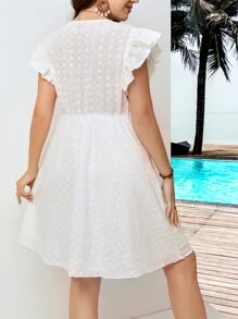 SHEIN LUNE Vestido con bordado con ojal ribete con fruncido