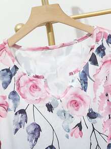 SHEIN LUNE Camiseta con estampado floral - Multicolor - Ver 4