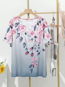 SHEIN LUNE Camiseta con estampado floral - Multicolor - Ver 6
