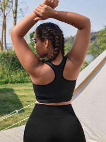 Yoga Futuristic Bras thể thao Plus Size Khối Màu - màu đen - Xem 2