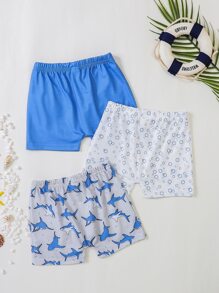 SHEIN 嬰兒3入組泡泡和鯊魚印花短褲 - 彩色 - 查看 2