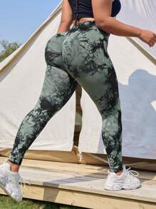 Gameset SHEIN Sport Plus Tie Dye Wideband Waist Sports Leggings - Multicolor - View 1