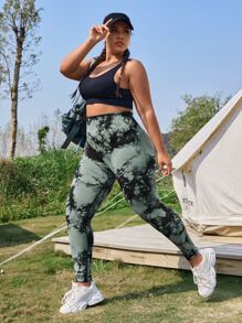 Gameset SHEIN Sport Plus Tie Dye Wideband Waist Sports Leggings - Multicolor - View 5