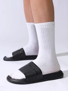 guay negro Chanclas para con banda única PVC Zapatillas - Negro - Ver 1