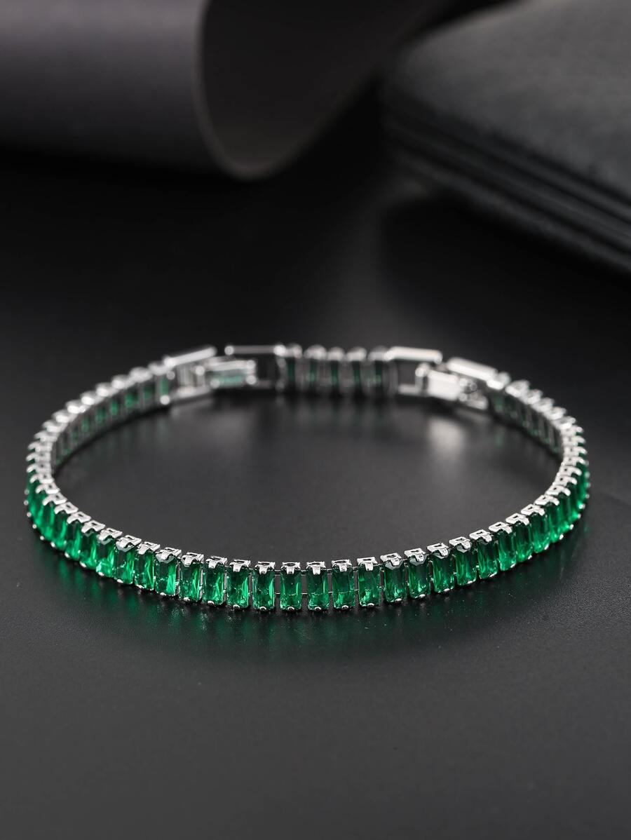 1pc Fashionable Sparkling Cube Bracelet, Unisex, Elegant Jewelry For Weddings, Parties, Exquisite Gift - Multicolor - View 1