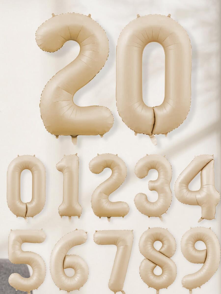 1pc 32 Inch PE Balloon, Number Shaped Decorative Balloon For Birthday - Rust Brown - View 1
