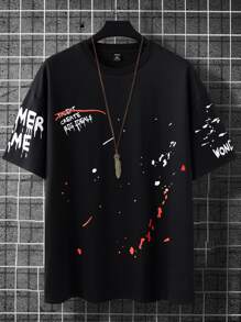 Manfinity Hypemode Men Plus Slogan Graphic Tee - Black - View 1