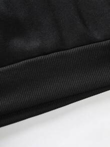 Manfinity LEGND 男士印花袋鼠口袋抽繩加絨內裏連帽衫 - 黑色 - 查看 7