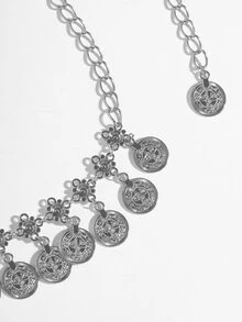 1 chiếc dây chuyền thắt lưng bạc ánh kim phong cách Boho gợi cảm - Bạc - Xem 4