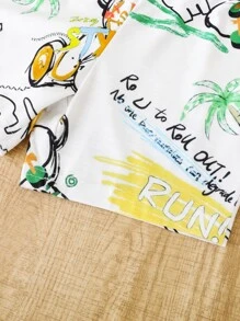 SHEIN 小男童卡通和字母圖案T恤和短褲