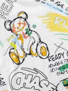 SHEIN 小男童卡通和字母圖案T恤和短褲