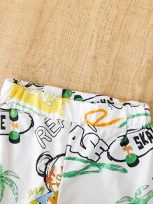 SHEIN 小男童卡通和字母圖案T恤和短褲