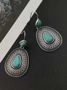 綠松石裝飾水滴形耳墜 - 彩色 - 查看 1