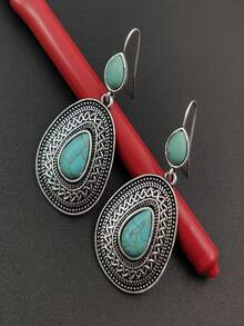 綠松石裝飾水滴形耳墜 - 彩色 - 查看 4