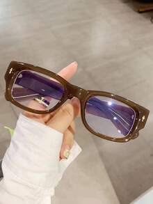 Square Frame Eyeglasses - Brown - View 1