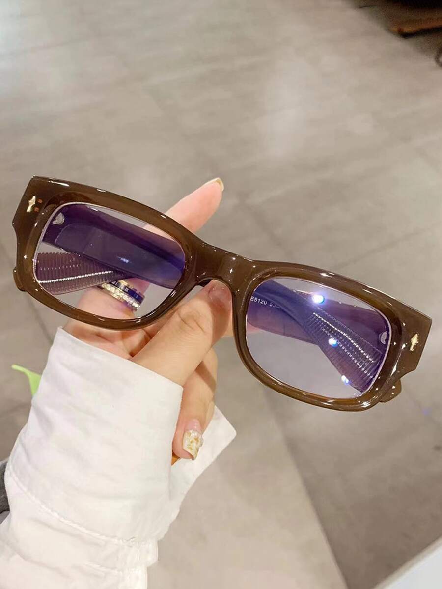 Square Frame Eyeglasses - Brown - View 1