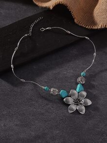 Collar con colgante con diseño de flor - Multicolor - Ver 2