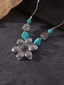 Collar con colgante con diseño de flor - Multicolor - Ver 3