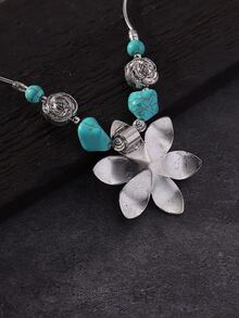Collar con colgante con diseño de flor - Multicolor - Ver 4