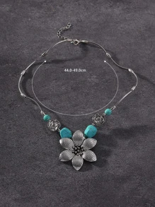 Collar con colgante con diseño de flor - Multicolor - Ver 5
